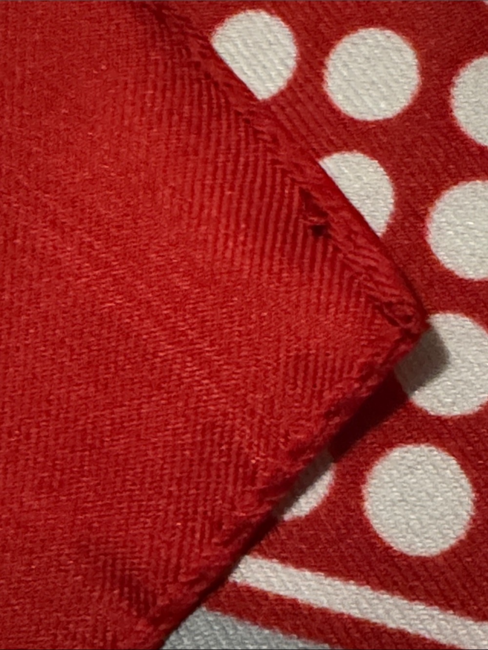 Gorgeous Vintage Scarf-Made in Italy-100% Polyester-Red/Blue/White-Polka Dot - Picture 10 of 15